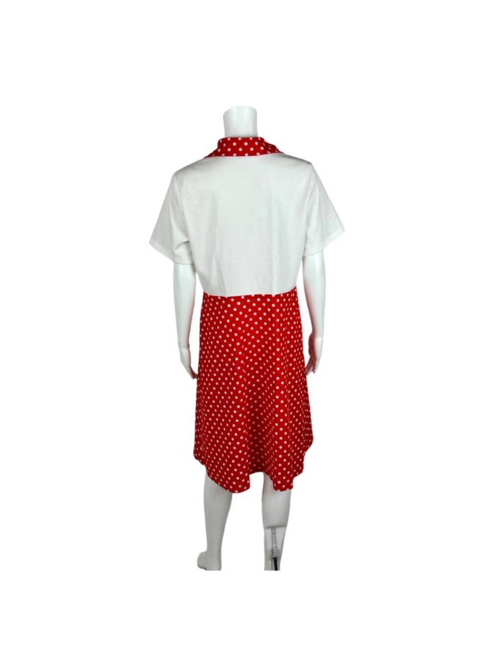 Vintage 70s Polka Dot Dress Women's Large Red White Front Zip Up Mini Minnie Bab - Picture 9 of 11